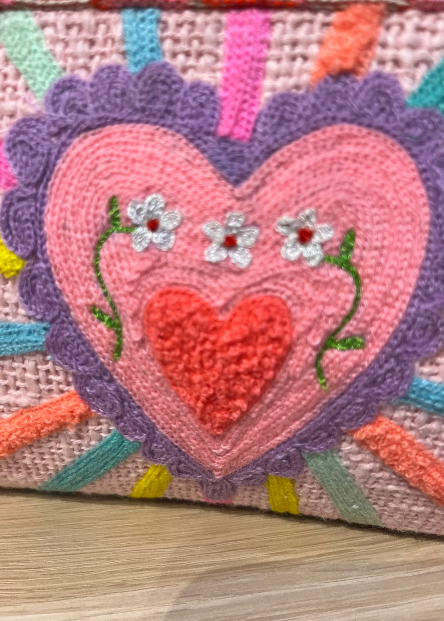 LOVE Heart Embroidered Cosmetic Pouch