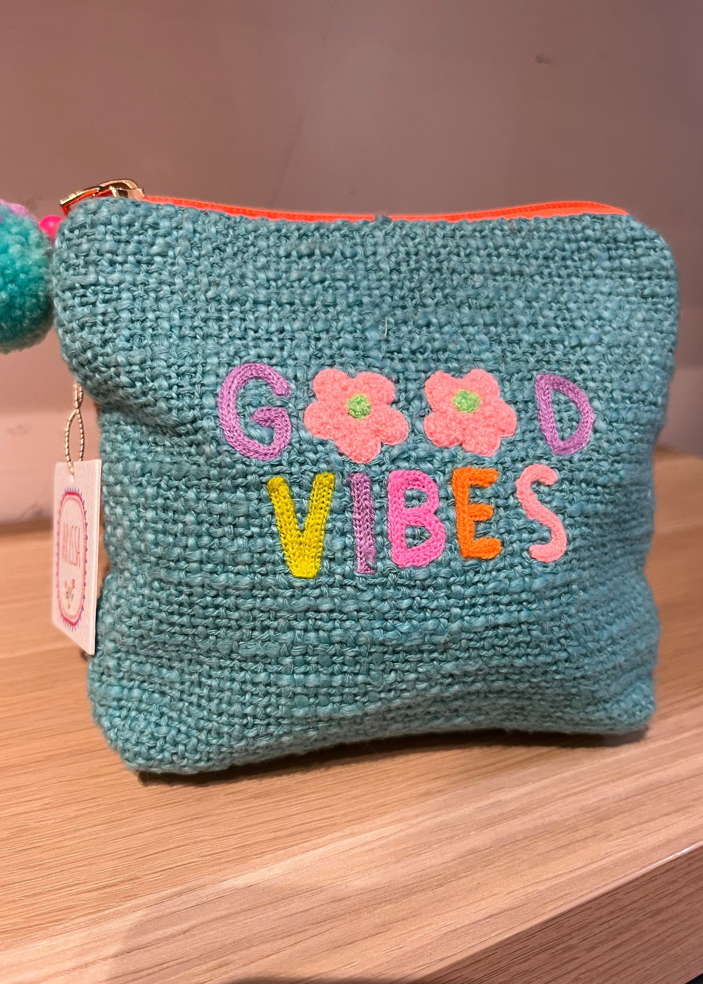 GOOD VIBES Embroidered Coin Purse