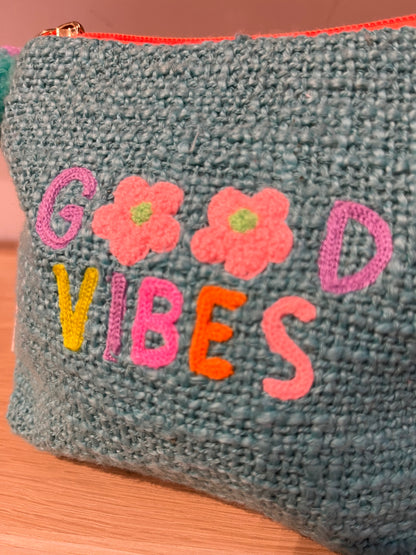GOOD VIBES Embroidered Coin Purse