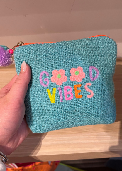 GOOD VIBES Embroidered Coin Purse