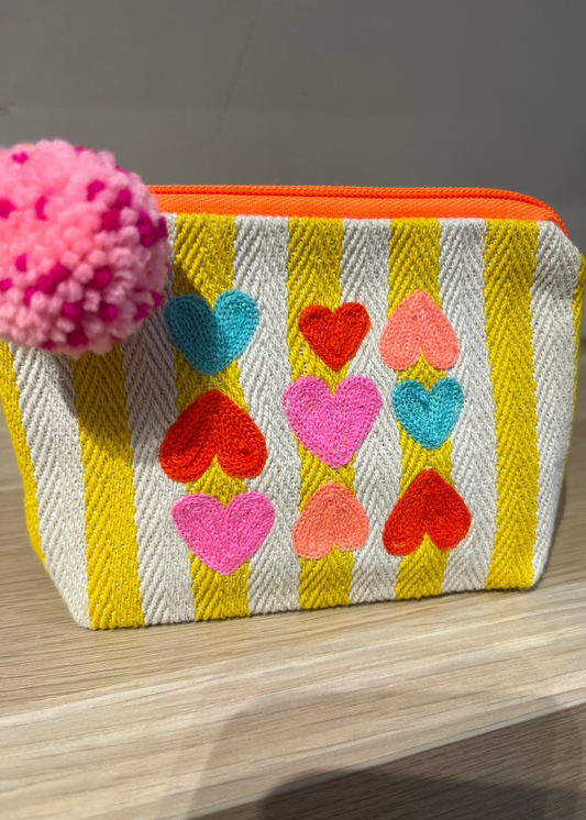 Hearts Embroidered Coin Purse
