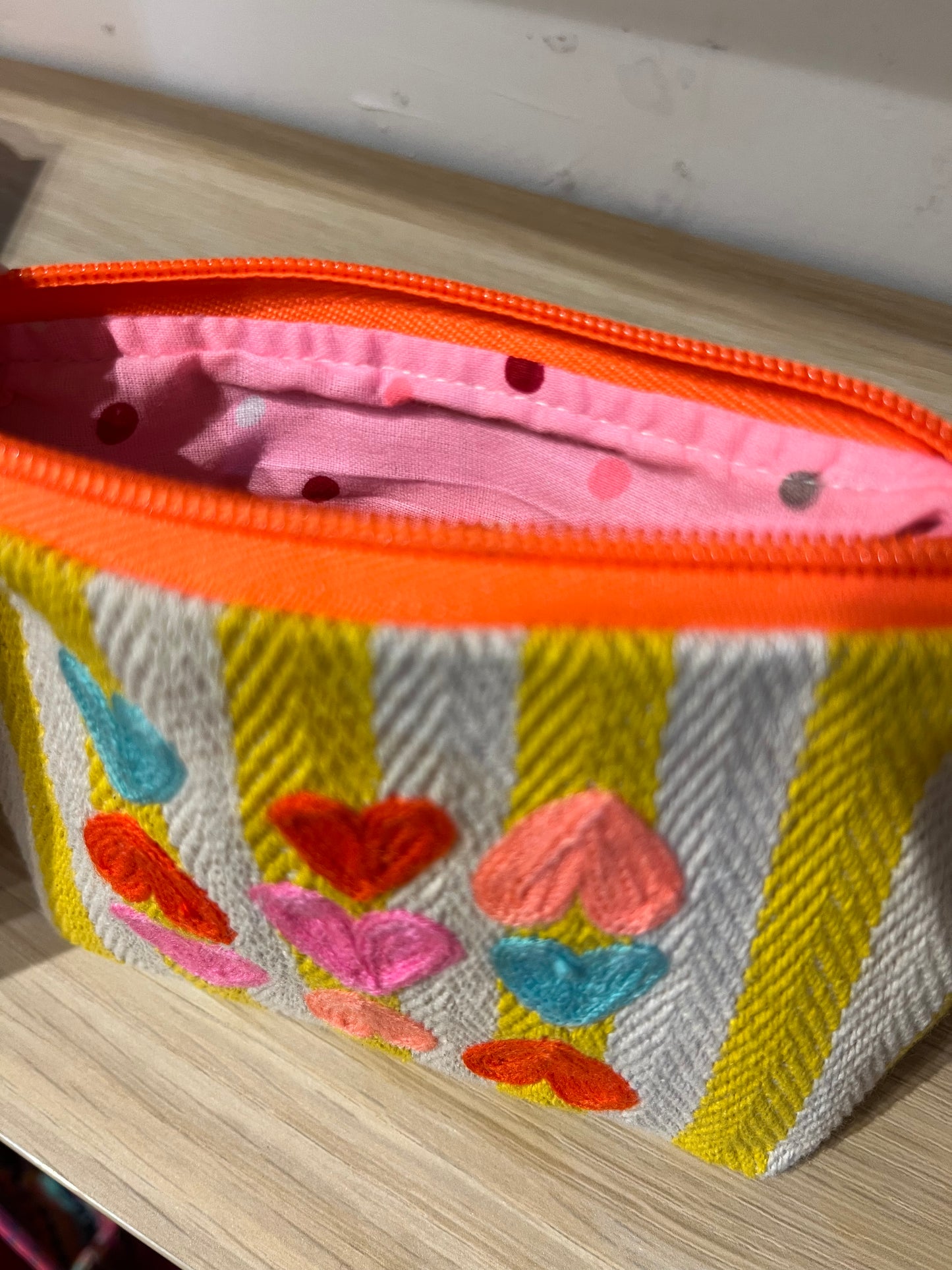 Hearts Embroidered Coin Purse
