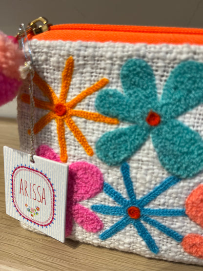 Flower Power Embroidered Coin Purse