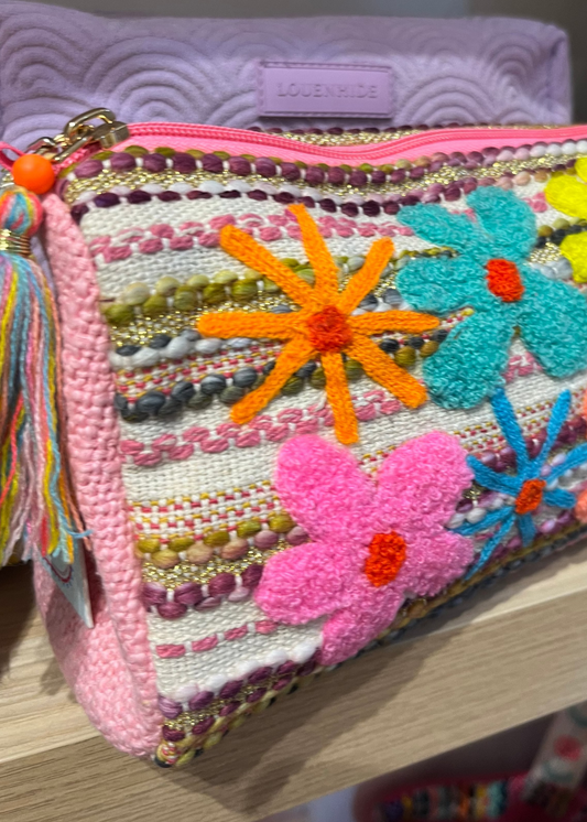 Flower Garden Embroidered Cosmetic Pouch