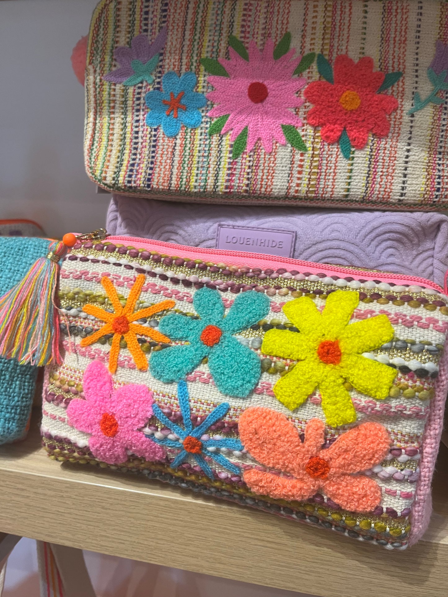 Flower Garden Embroidered Cosmetic Pouch