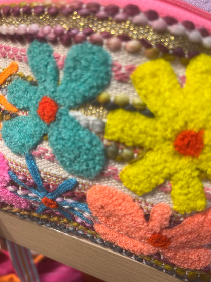 Flower Garden Embroidered Cosmetic Pouch