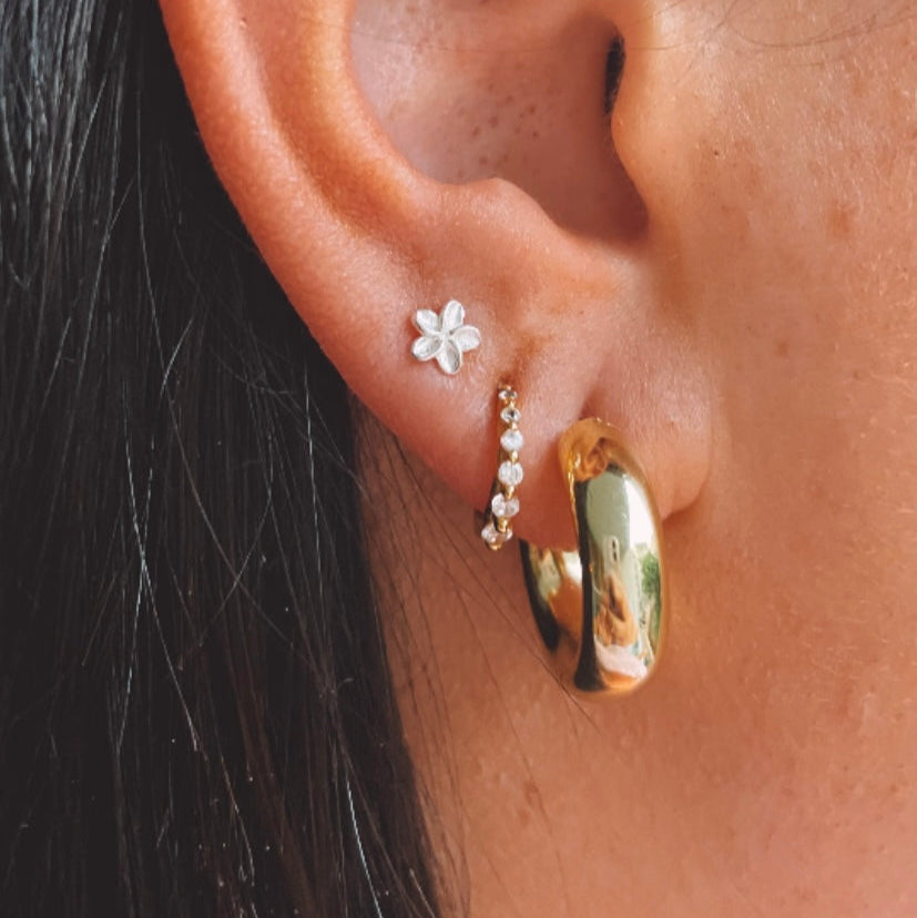Frangipani Stud Earrings Silver