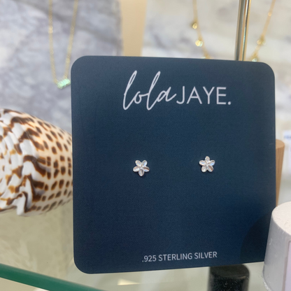 Frangipani Stud Earrings Silver