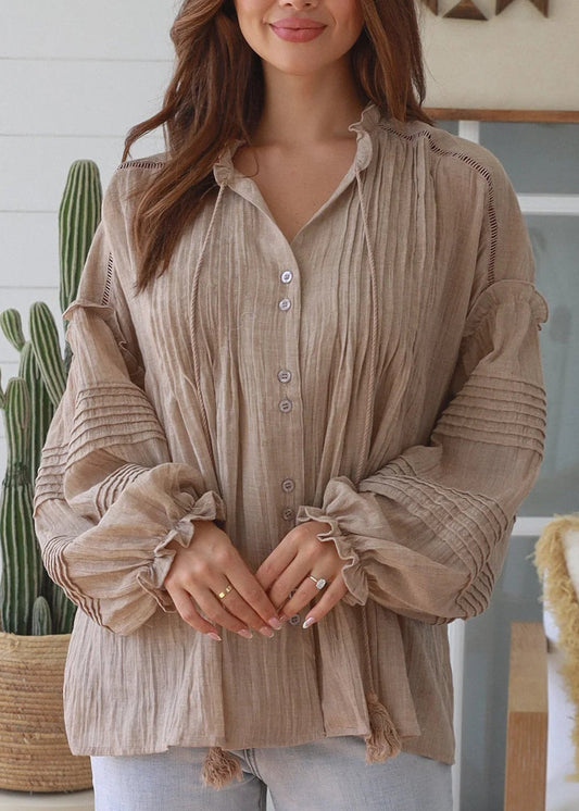 Lani Resort Blouse in Mocha by Salty Palm