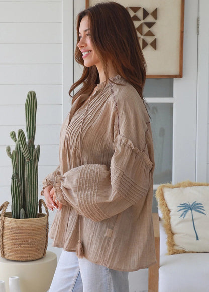 Lani Resort Blouse in Mocha by Salty Palm