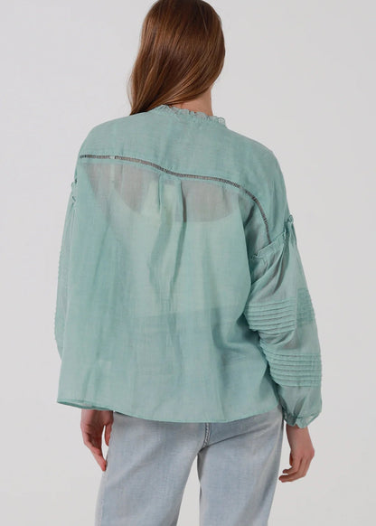Lani Resort Blouse in Aqua by Salty Palm