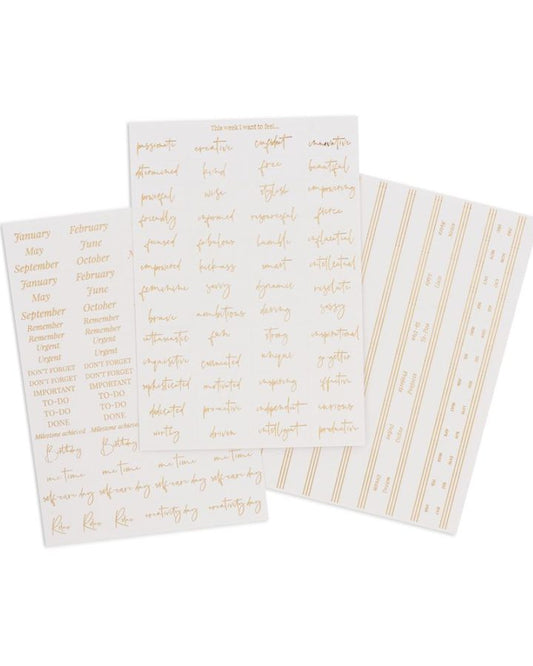 Planner Stickers & Label Set White Gold