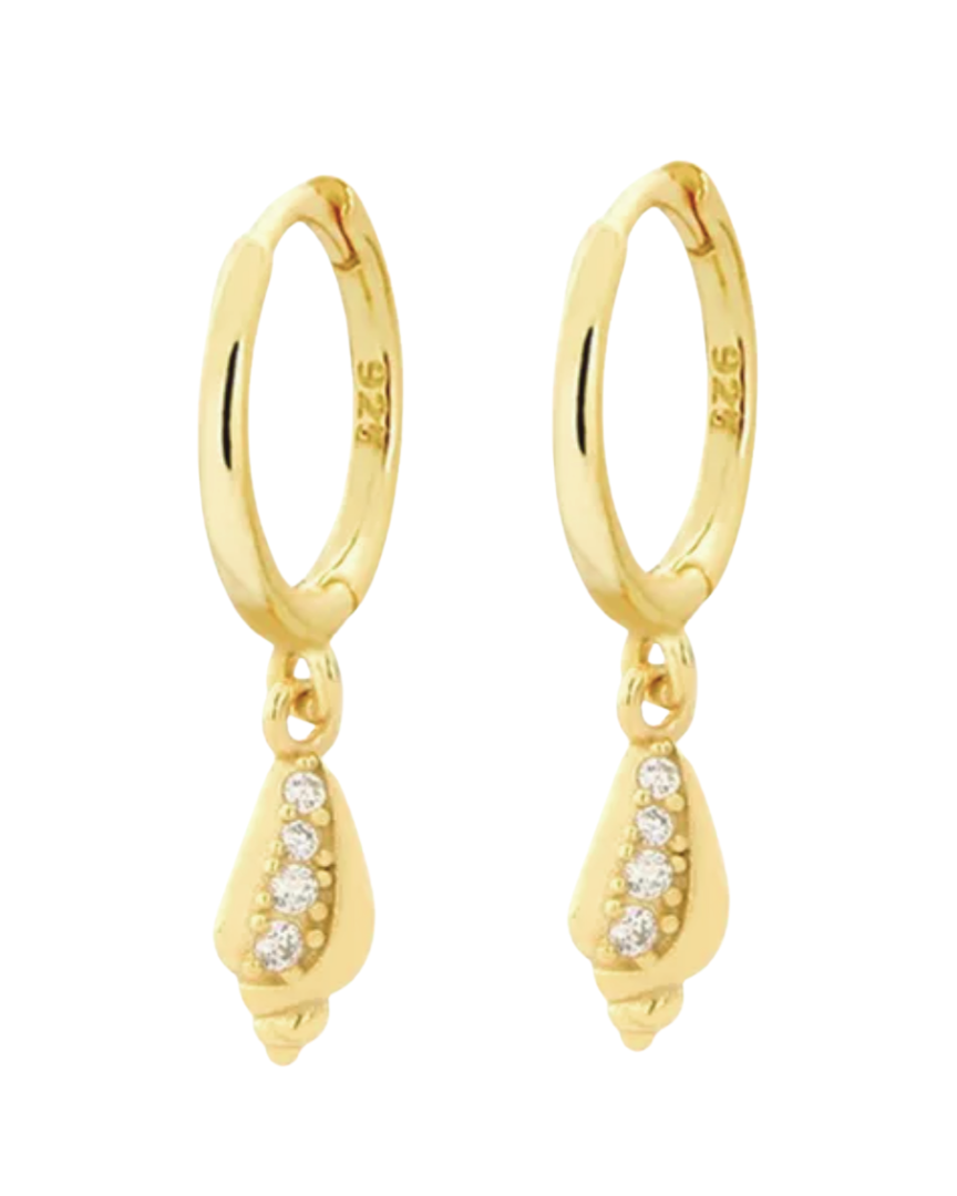 Gigi Cone Shell Huggie Earrings 18k Gold