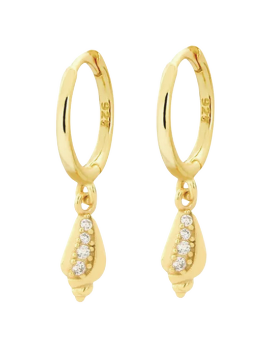 Gigi Cone Shell Huggie Earrings 18k Gold