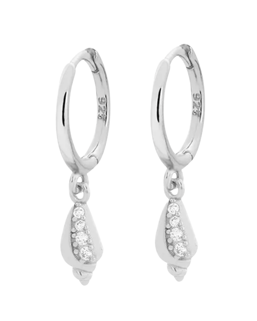 Gigi Cone Shell Huggie Earrings Sterling Silver