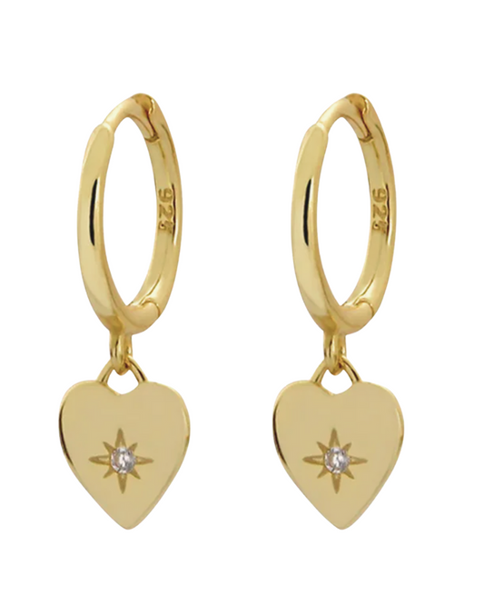 Sylvia Heart Huggie Earrings 18k Gold