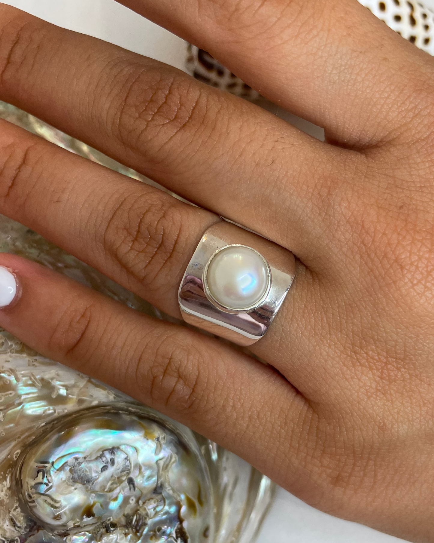 Nixie Freshwater Pearl Ring Sterling Silver