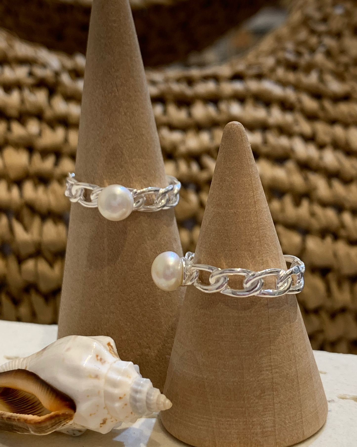 Paloma Pearl Link Ring Sterling Silver