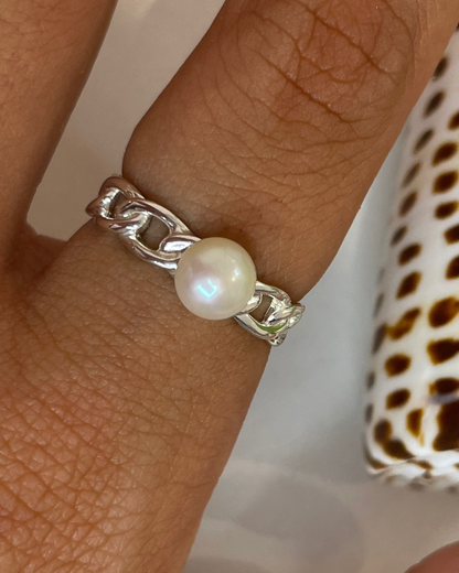 Paloma Pearl Link Ring Sterling Silver