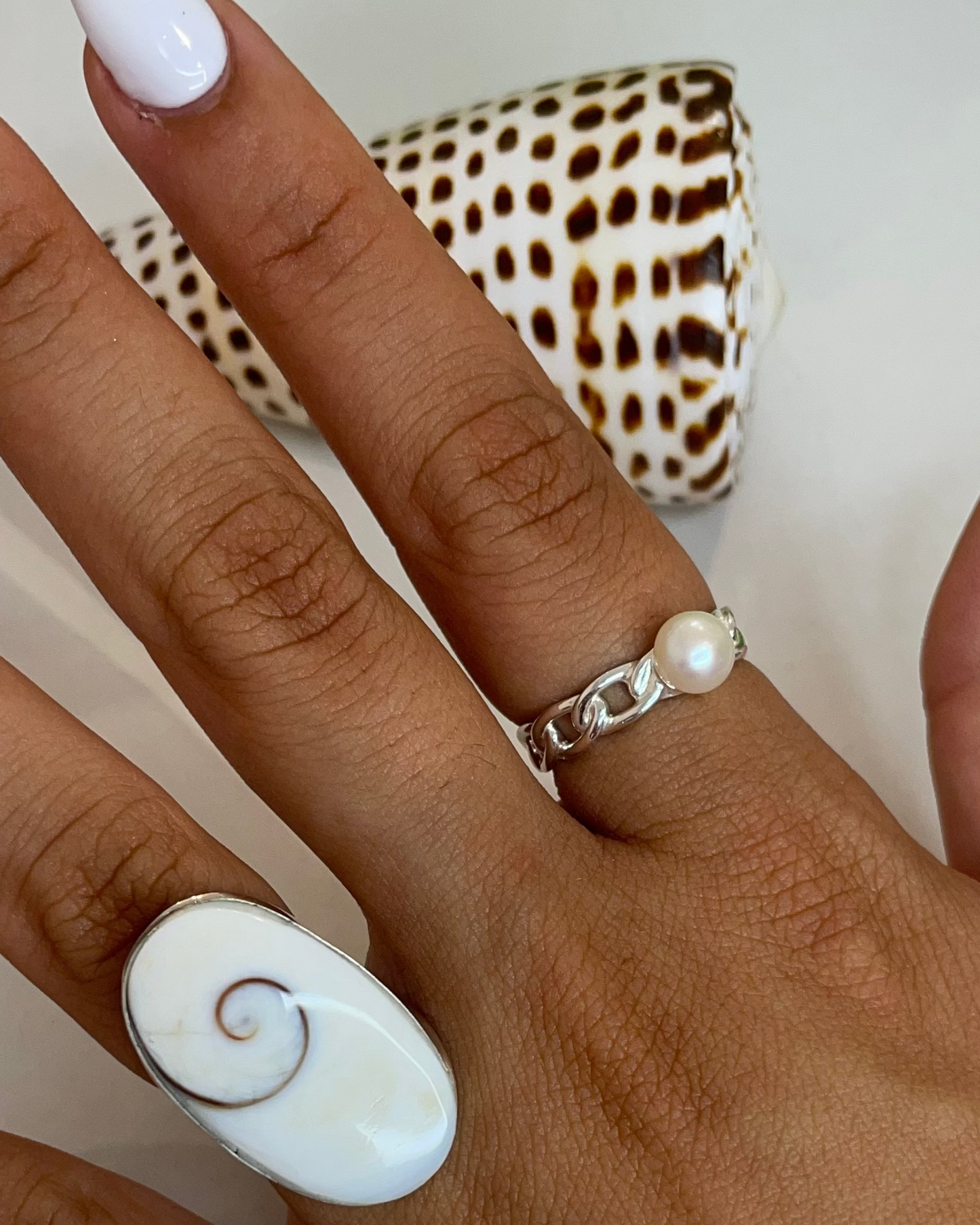 Paloma Pearl Link Ring Sterling Silver