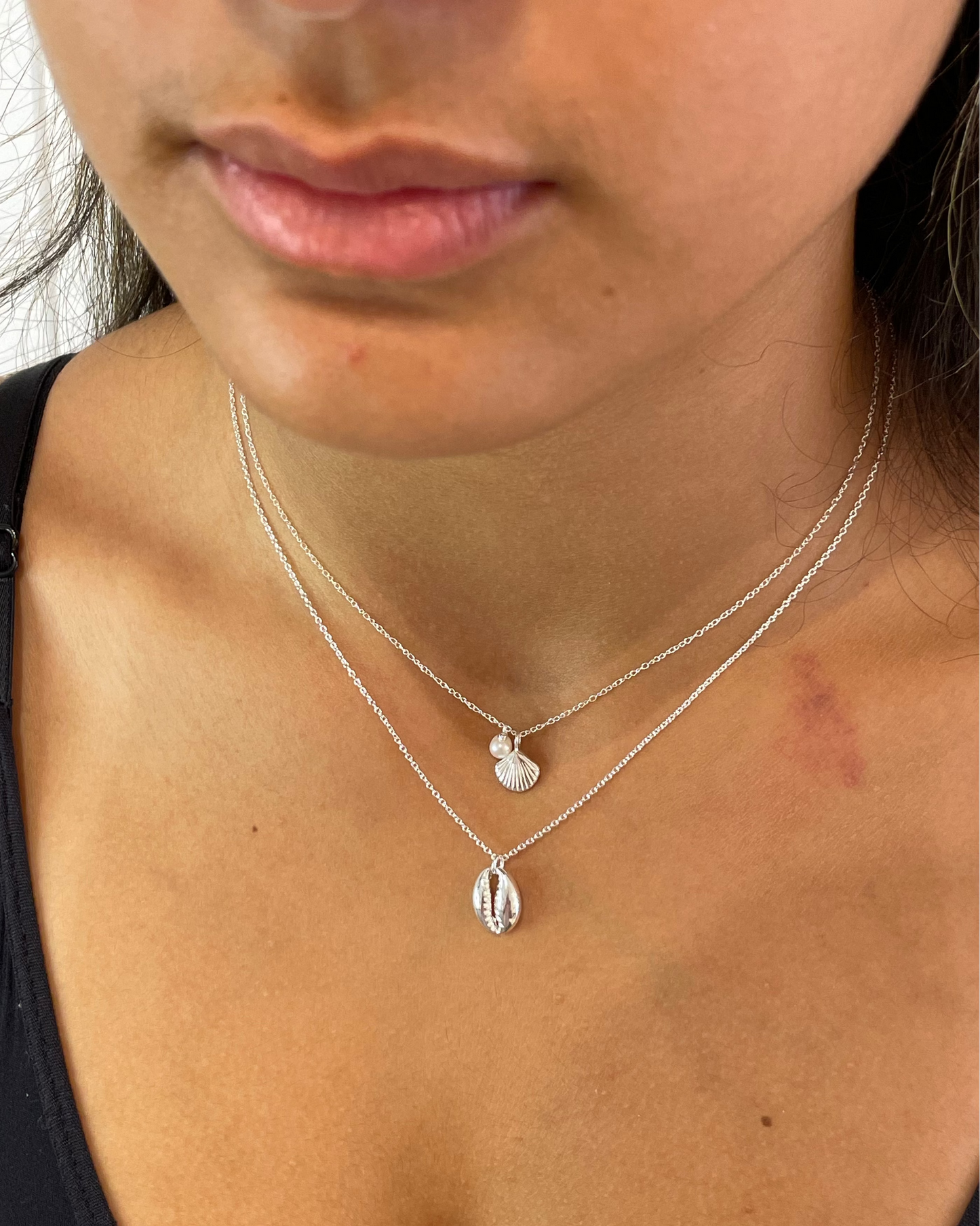 Siren Shell & Freshwater Pearl Necklace Sterling Silver