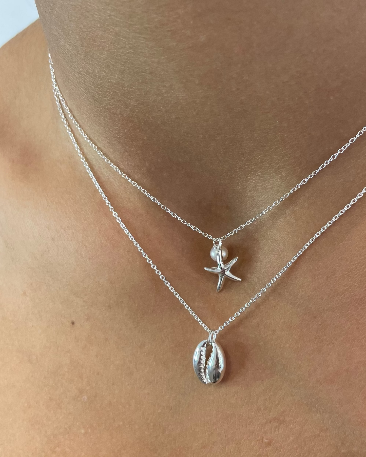 Zali Starfish & Freshwater Pearl Necklace Sterling Silver