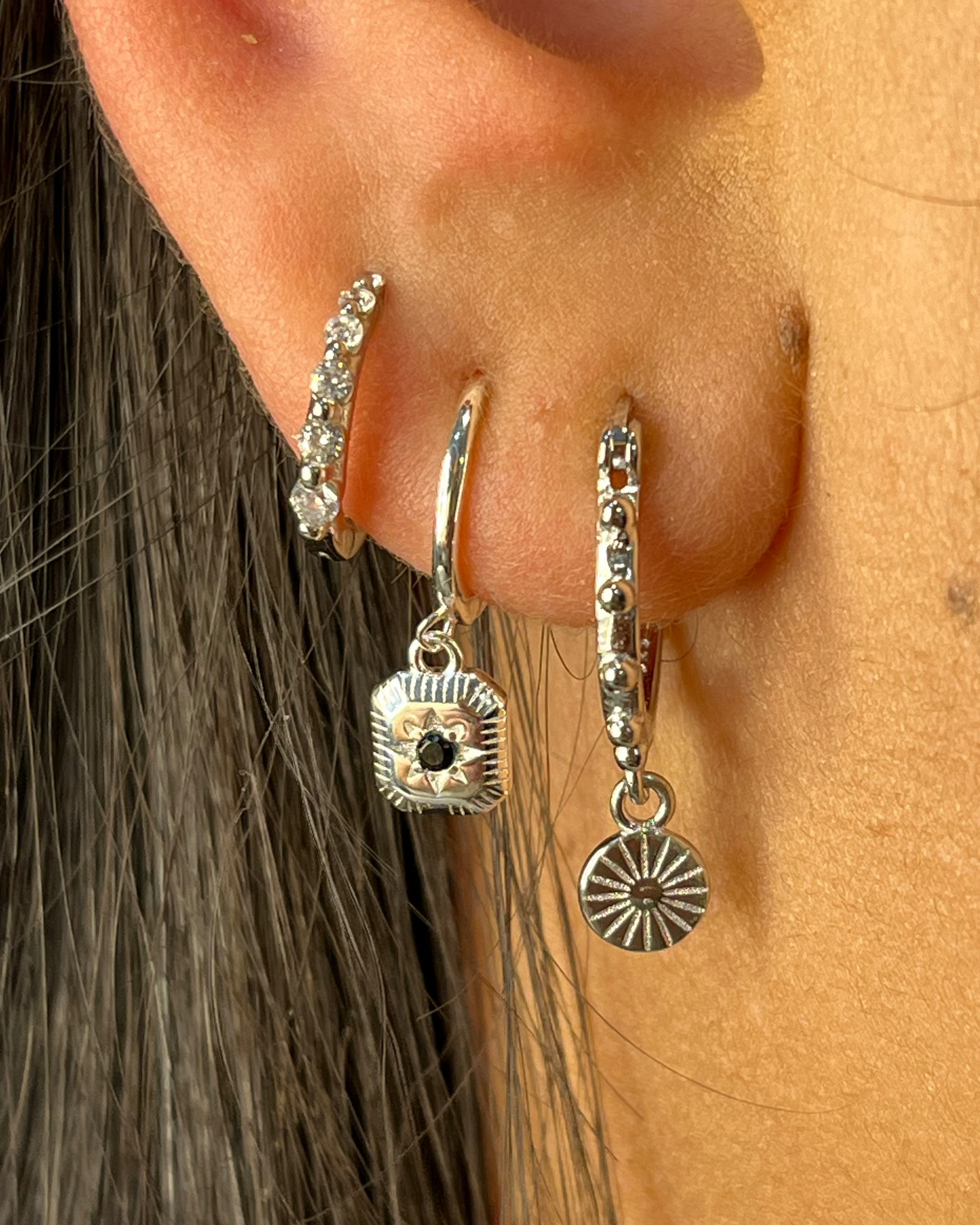 Quinn Huggie Earrings Sterling Silver