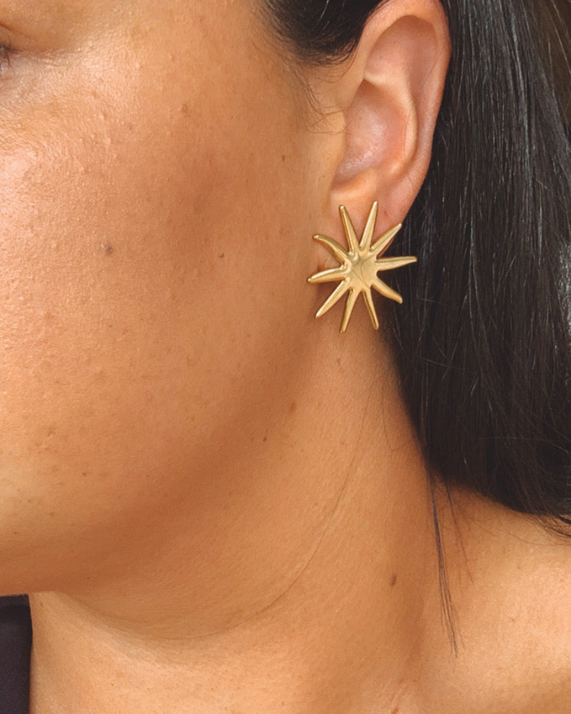 Solana Sun Statement Stud Earrings 18k Gold