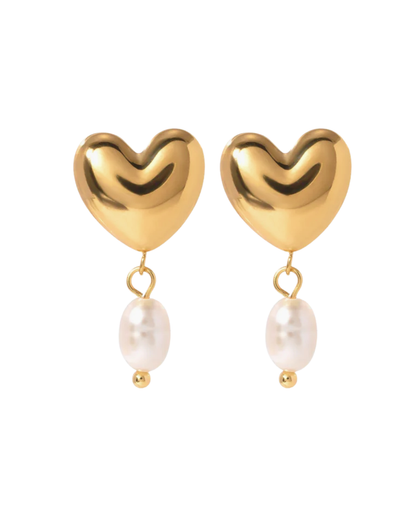 Amour Pearl Statement Stud Earrings 18k Gold