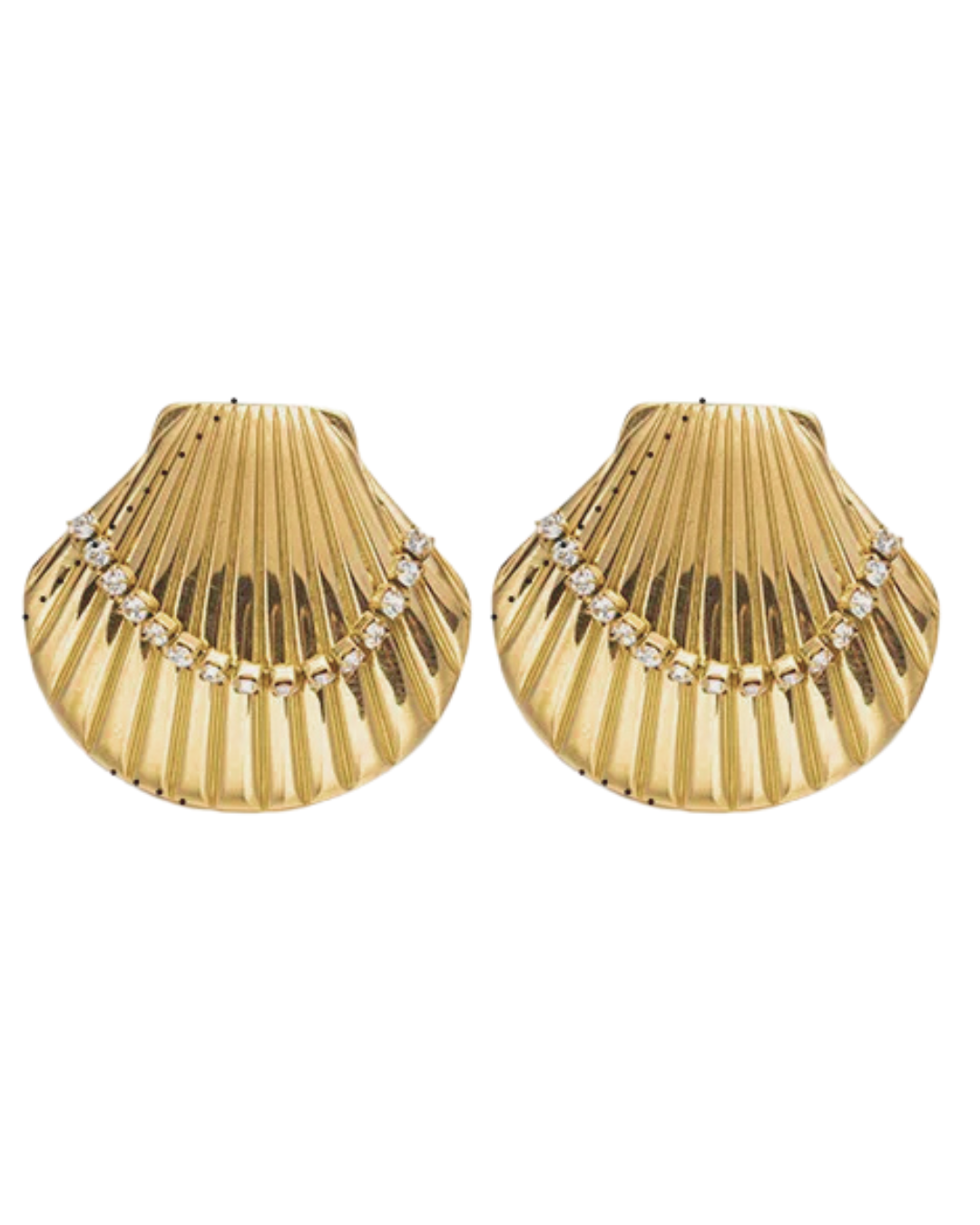 Halo Shell Statement Stud Earrings 18k Gold