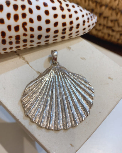 Queen Scallop Shell Pendant Necklace Sterling Silver