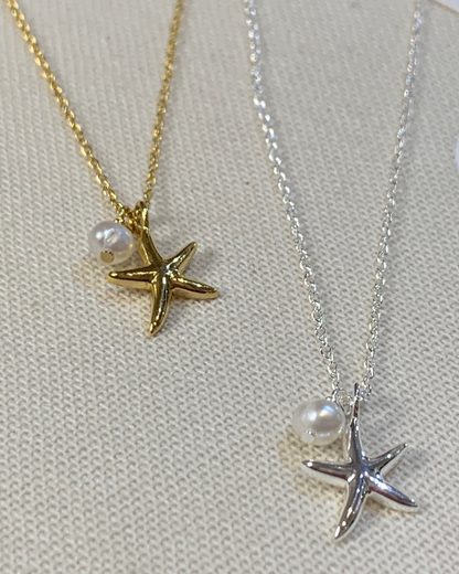 Zali Starfish & Freshwater Pearl Necklace Sterling Silver