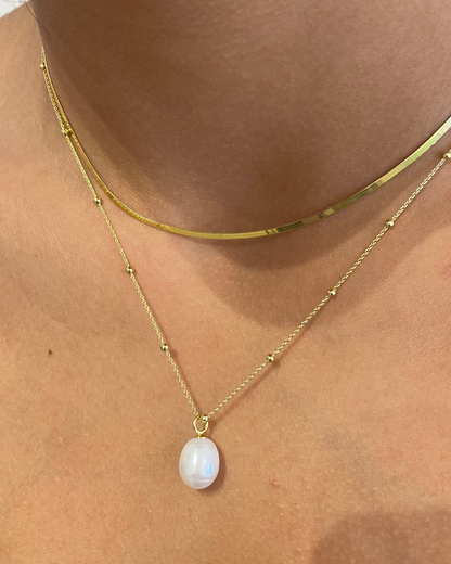 Eva Freshwater Pearl Ball Chain Necklace 18k Gold