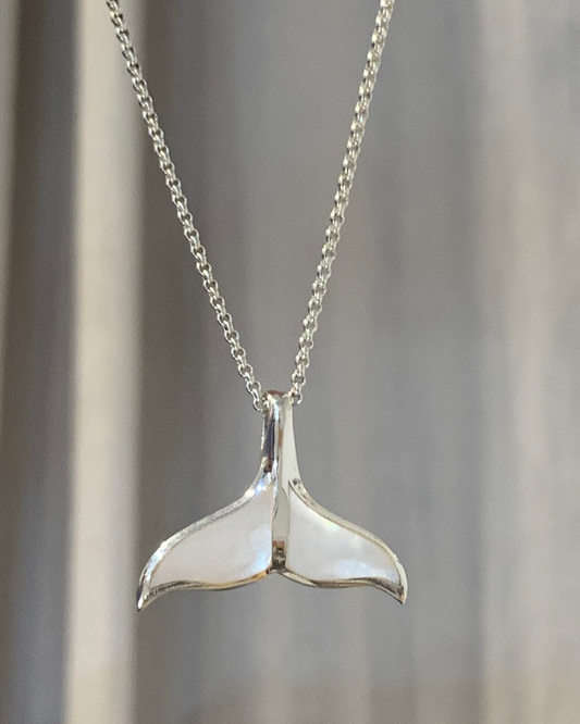 Kai Mother of Pearl Whale Tail Pendant Necklace Sterling Silver