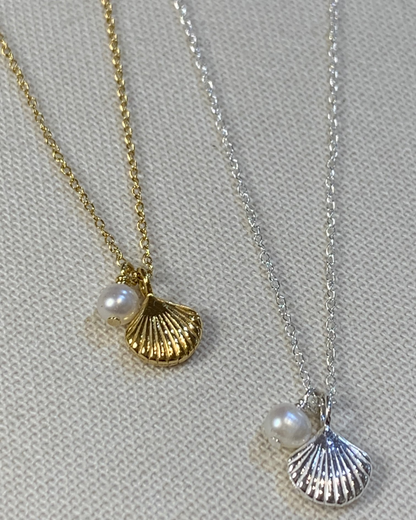 Siren Shell & Freshwater Pearl Necklace Sterling Silver