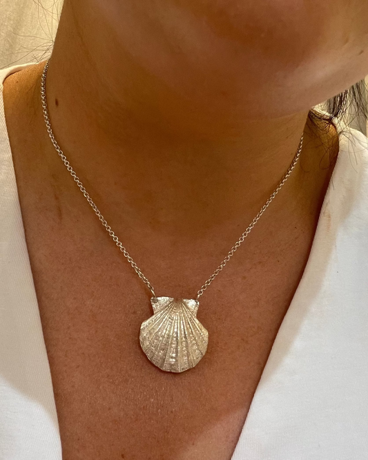 Siren Scallop Shell Pendant Necklace Sterling Silver