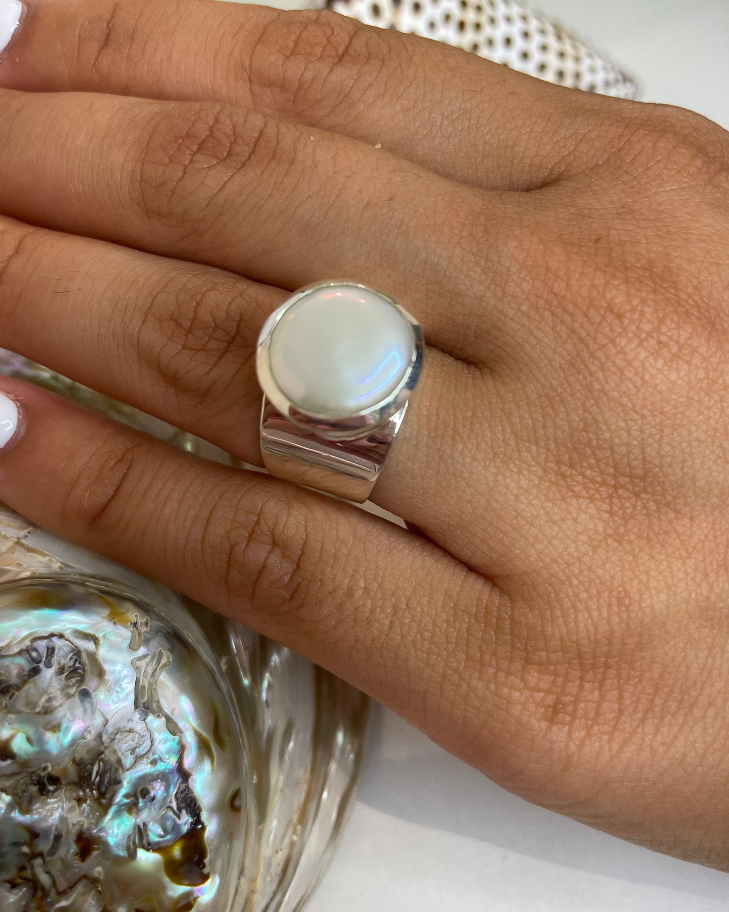 Selene Baroque Pearl Banded Ring Sterling Silver