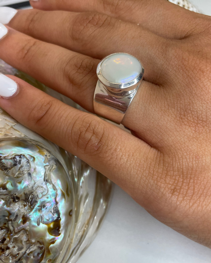 Selene Baroque Pearl Banded Ring Sterling Silver