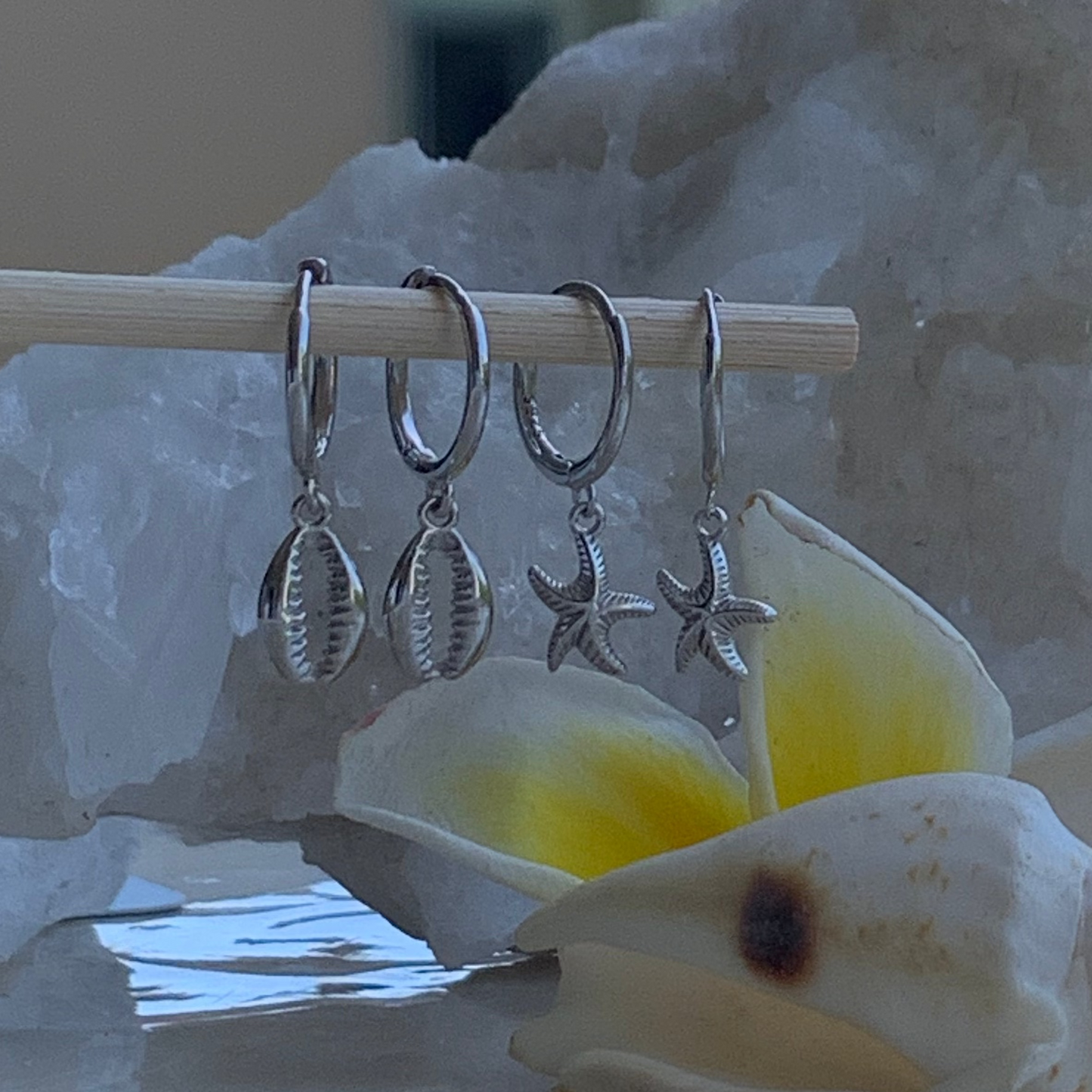 Sea Star Starfish Huggie Earrings Sterling Silver