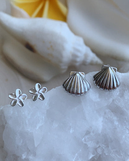 Island Lover Shell Stud Earrings Sterling Silver