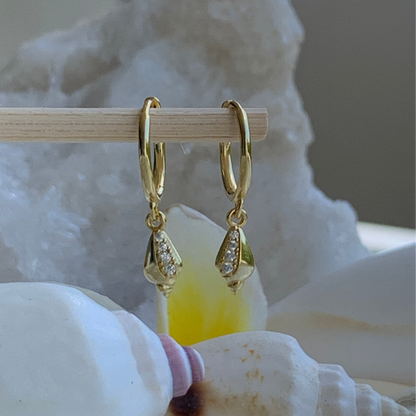 Gigi Cone Shell Huggie Earrings 18k Gold