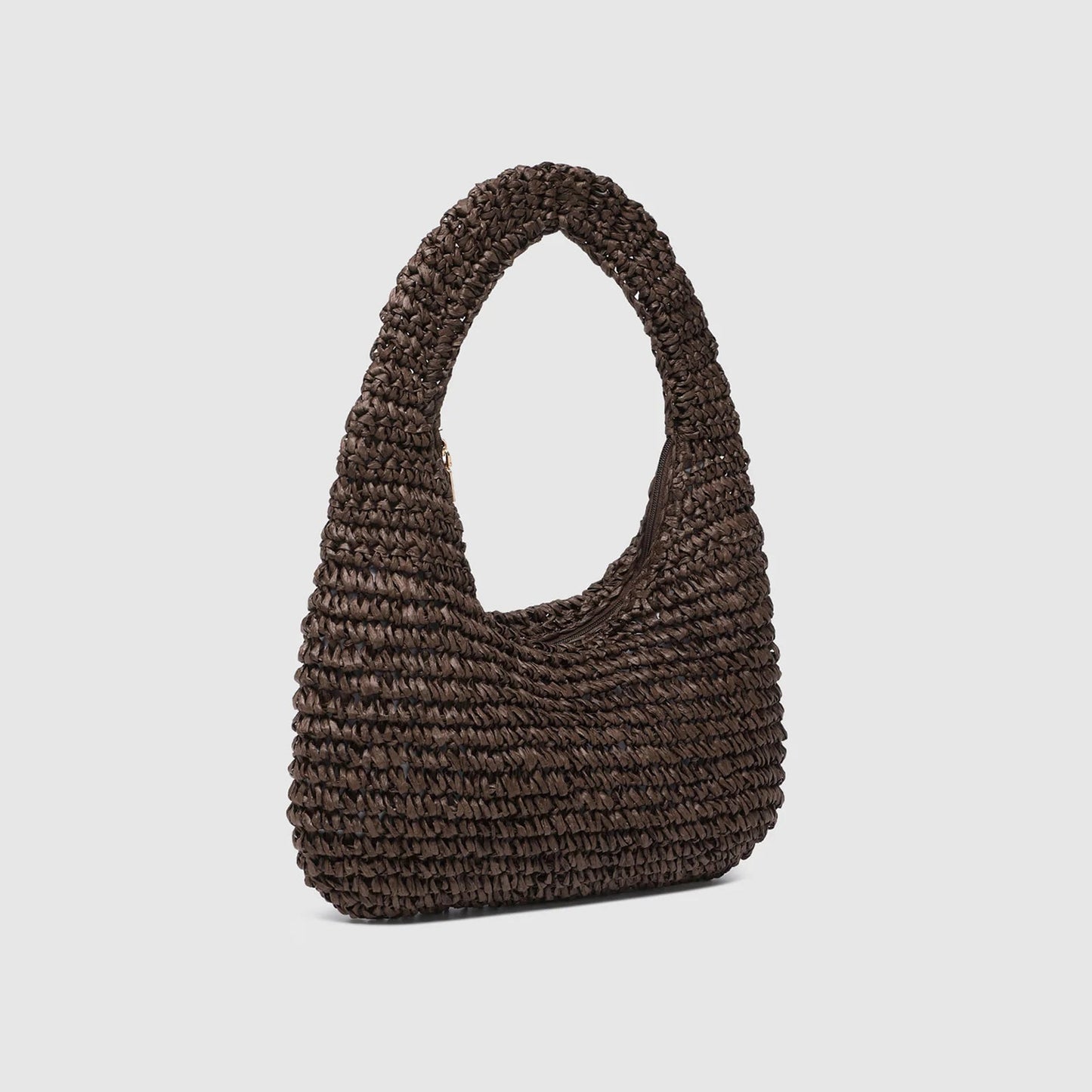 Nellie Shoulder Bag Raffia in Chocolate