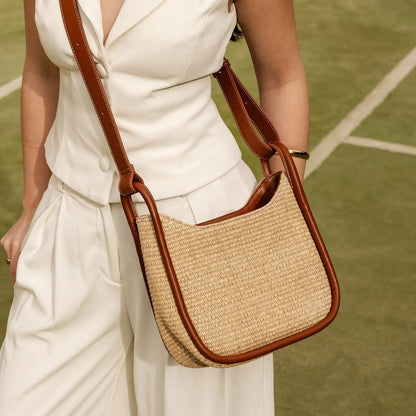 Clare Shoulder Bag Raffia Tan