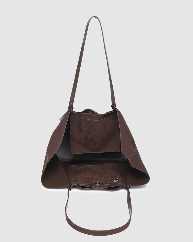 Sawyer Tote Bag Chocolate Suedette