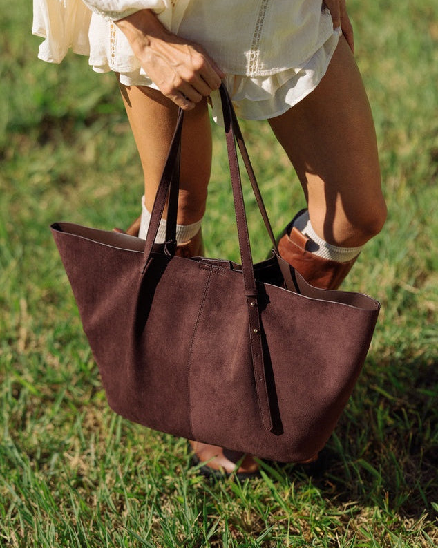 Sawyer Tote Bag Chocolate Suedette
