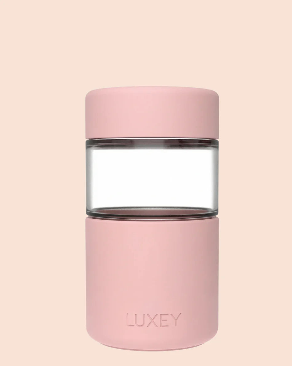 Reusable Glass Coffee Cup in Strawberry 340ml