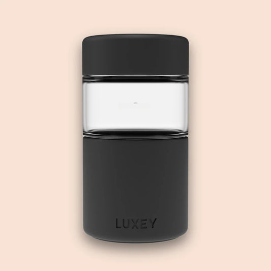 Reusable Glass Coffee Cup in Black 340ml