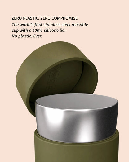 Duo Switch Stainless Steel Iced & Hot Coffee Cup in Pomegranate 340ml