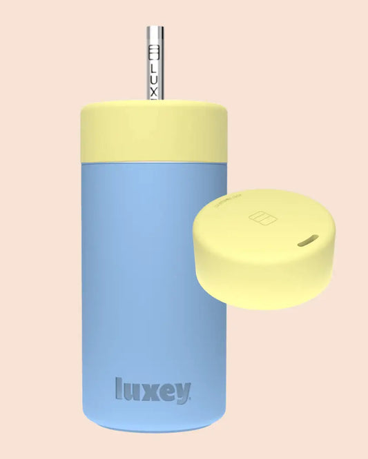 Duo Switch Stainless Steel Iced & Hot Coffee Cup in Yellow/Blue 340ml