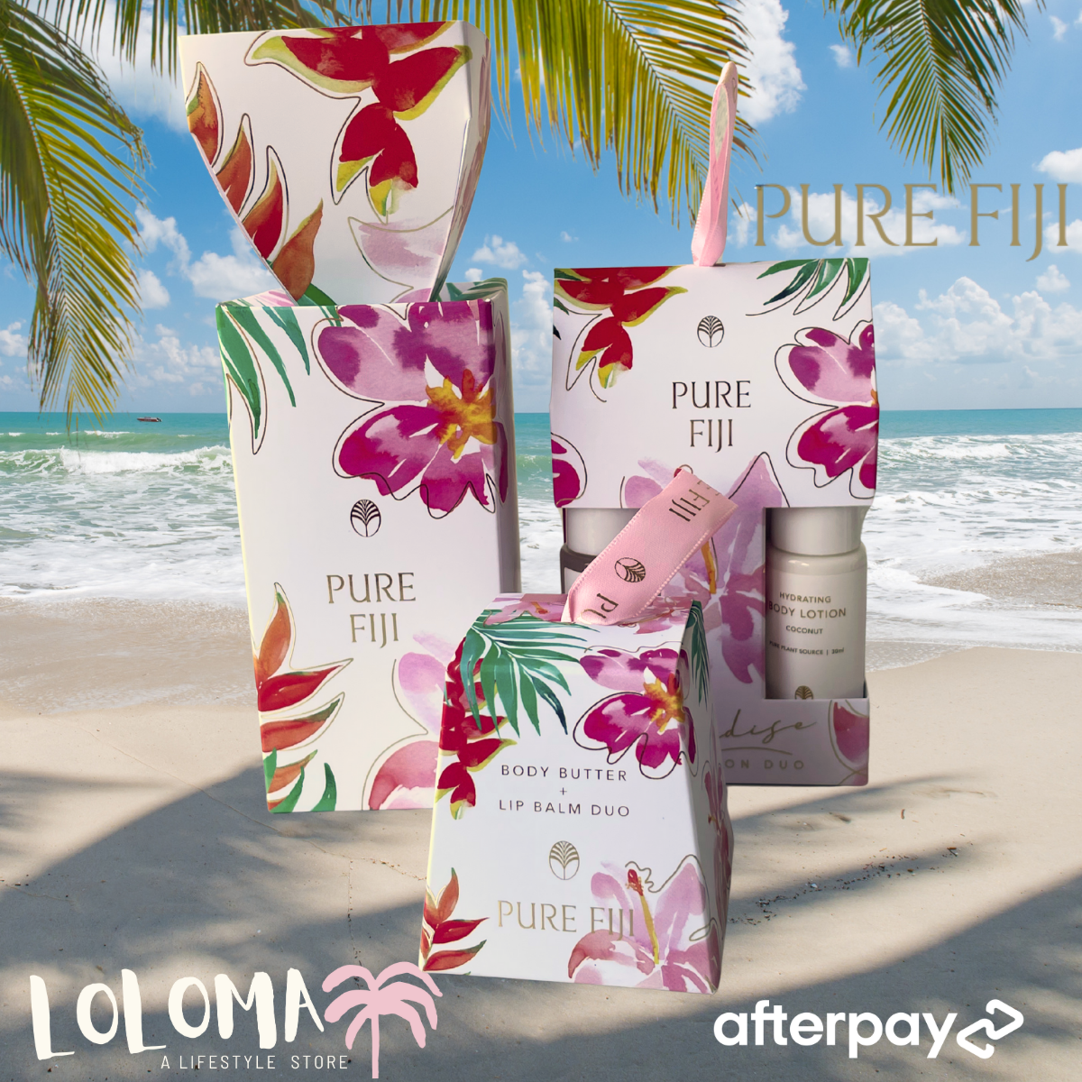 Pure Fiji Hanging Ornament sets for Christmas. Pure Fiji Stockist is Loloma Living. Christmas Collection giftsets.
